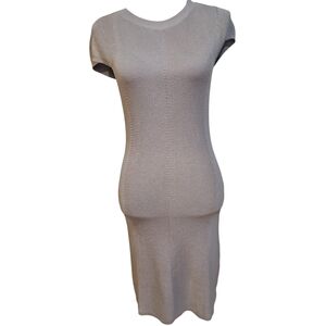 Freshman 1996 Woman Ribbed Cable Knit Taupe Bodycon Sweater Midi Dress Size M